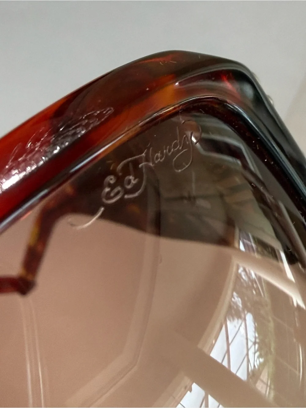 Ed Hardy NWOT Sunglasses Y2K Women’s Tortoiseshell Oversized Bedazzled Unique